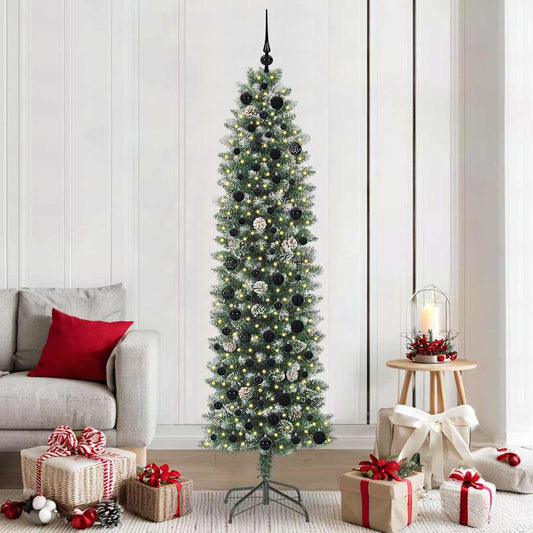 Artificial Slim Christmas Tree Green and White 210 cm