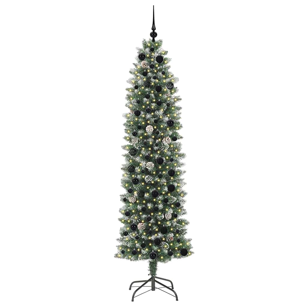 Artificial Slim Christmas Tree Green and White 210 cm