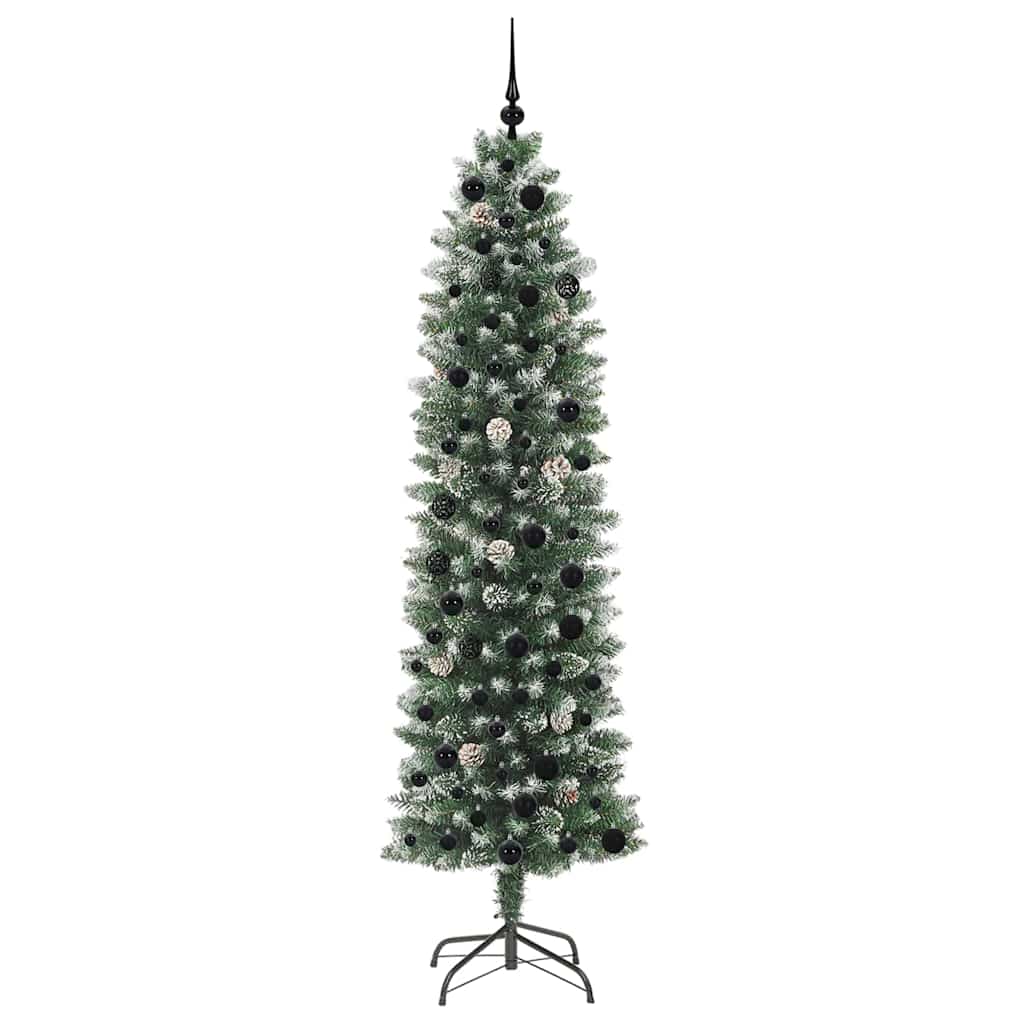 Artificial Slim Christmas Tree Green and White 210 cm