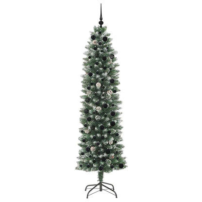 Artificial Slim Christmas Tree Green and White 210 cm