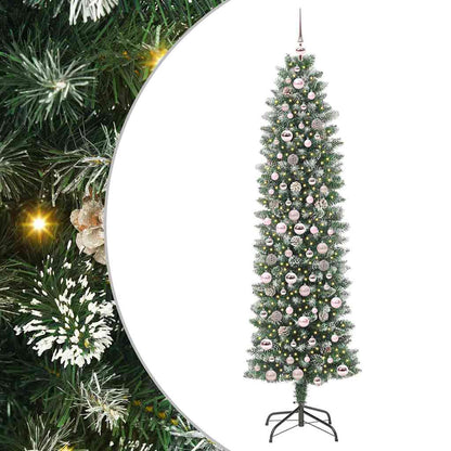 Artificial Slim Christmas Tree Green and White 210 cm