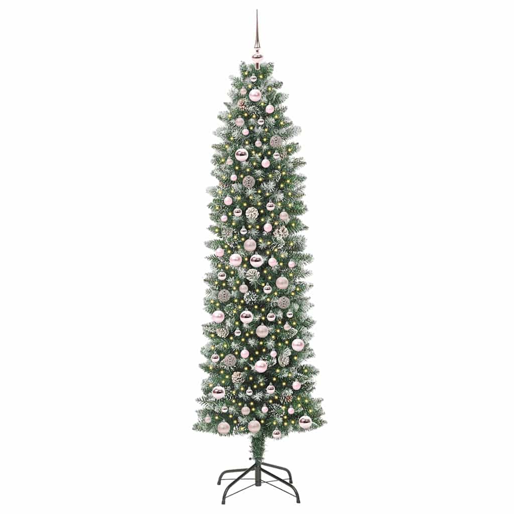 Artificial Slim Christmas Tree Green and White 210 cm