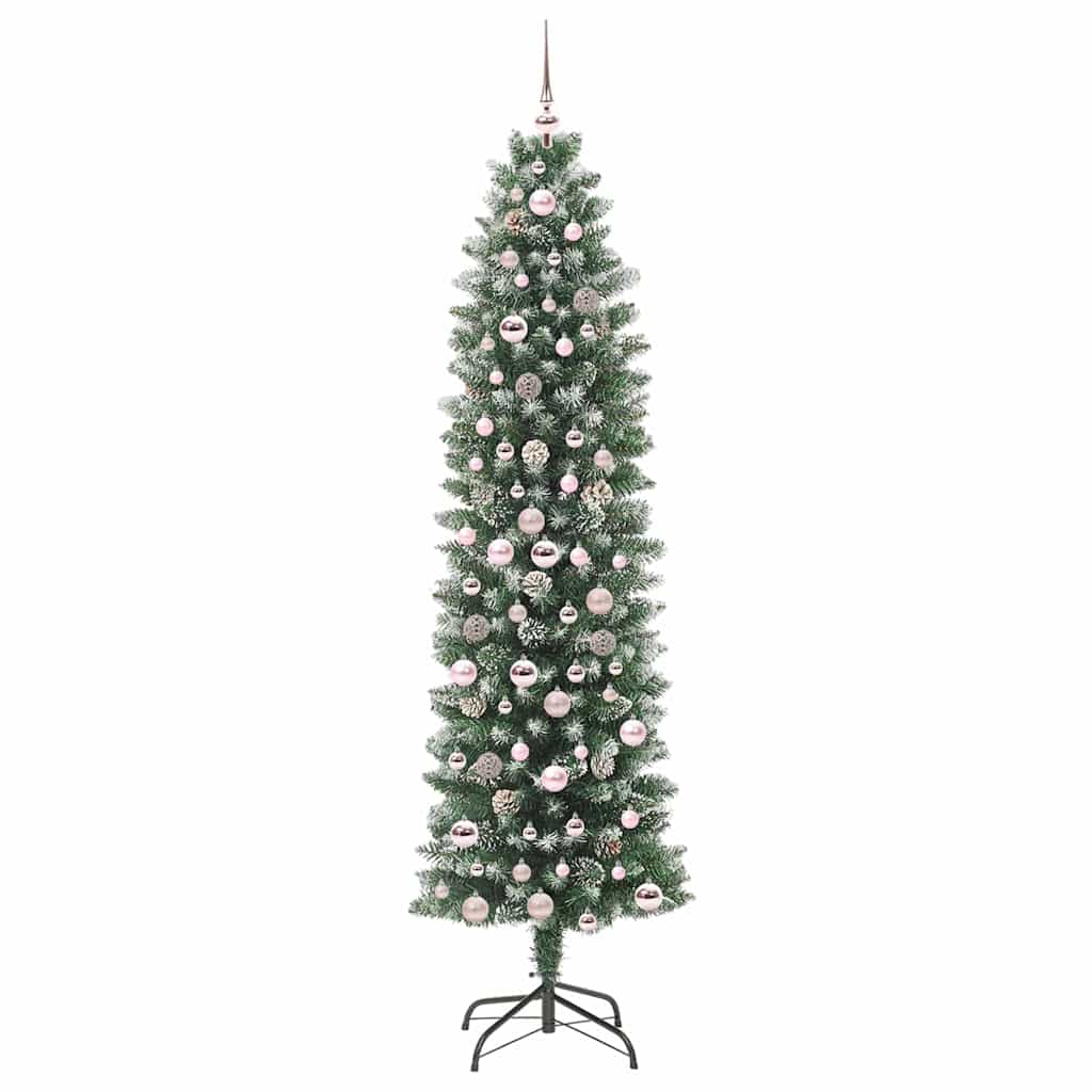 Artificial Slim Christmas Tree Green and White 210 cm