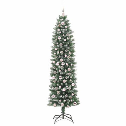 Artificial Slim Christmas Tree Green and White 210 cm