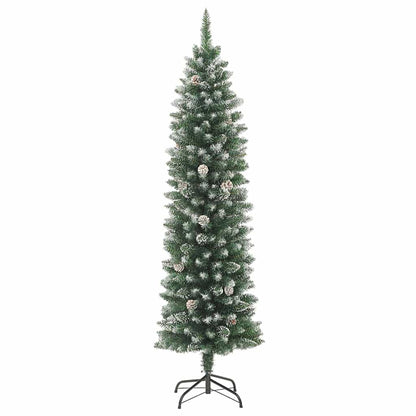 Artificial Slim Christmas Tree Green and White 210 cm