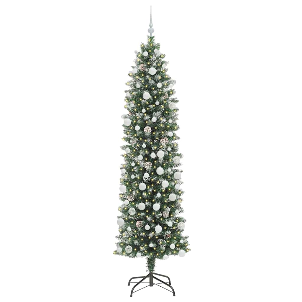 Artificial Slim Christmas Tree Green and White 210 cm