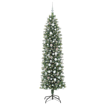 Artificial Slim Christmas Tree Green and White 210 cm