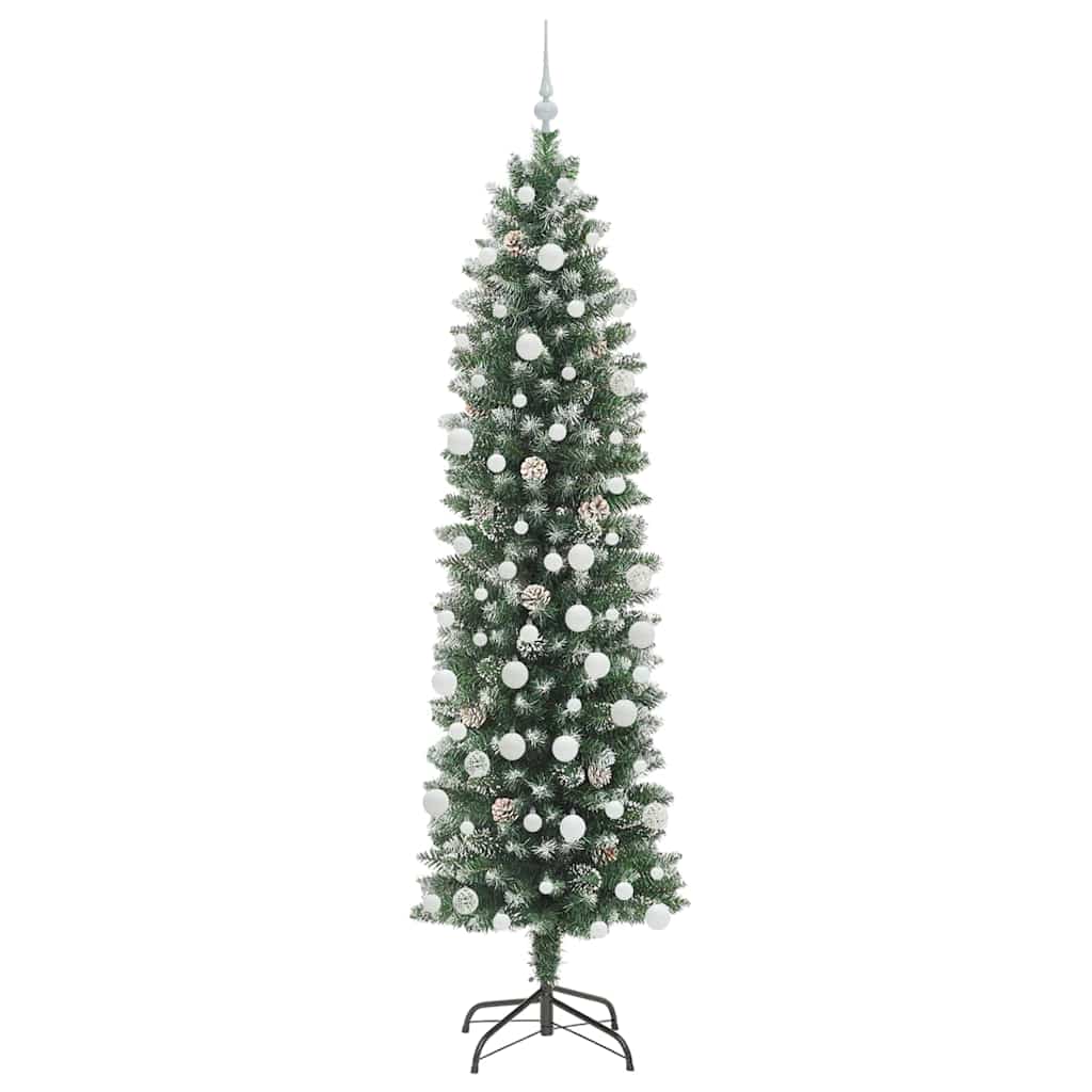 Artificial Slim Christmas Tree Green and White 210 cm