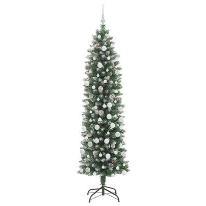 Artificial Slim Christmas Tree Green and White 210 cm
