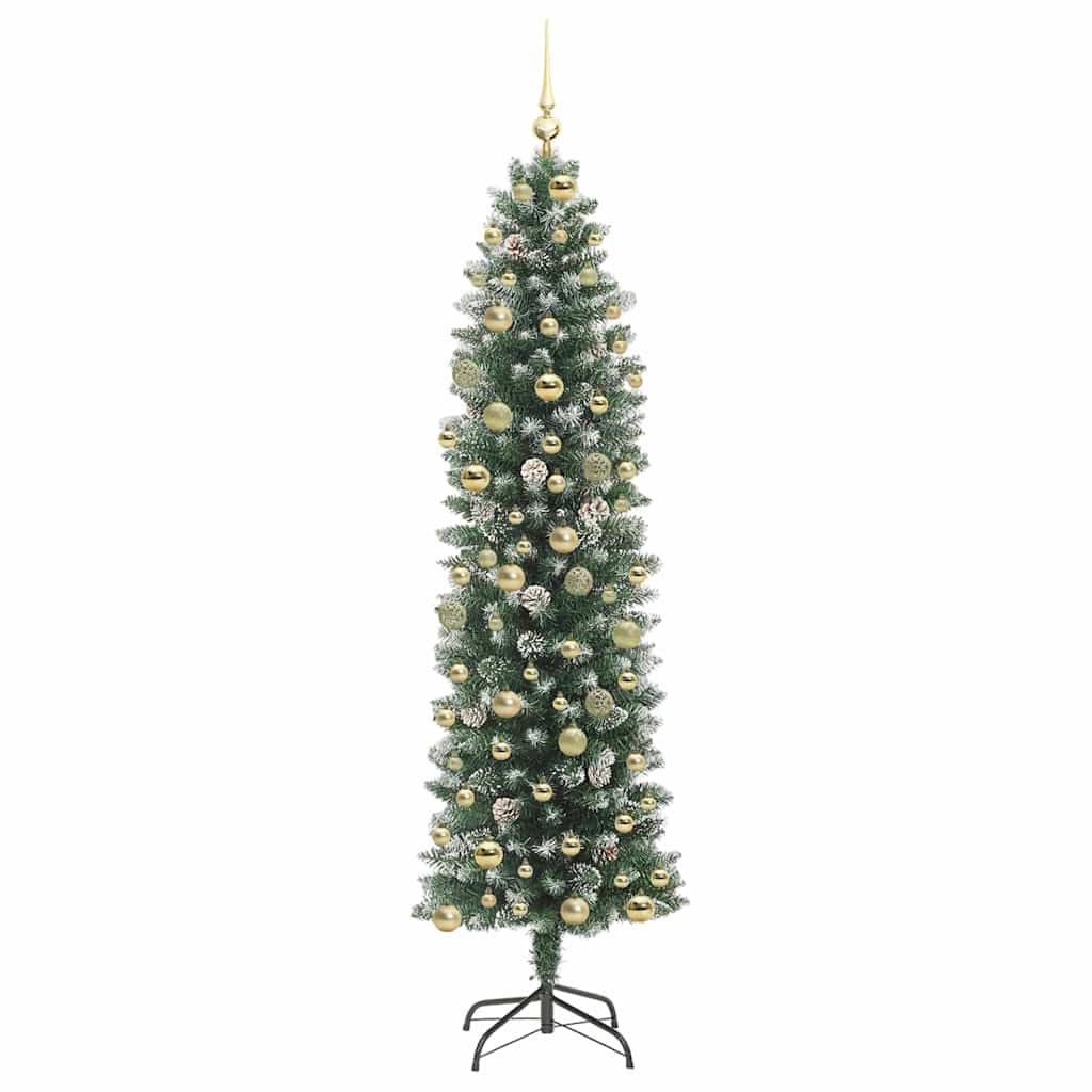 Artificial Slim Christmas Tree Green and White 210 cm