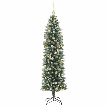 Artificial Slim Christmas Tree Green and White 210 cm