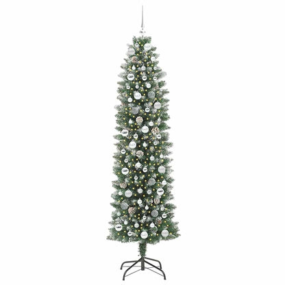 Artificial Slim Christmas Tree Green and White 210 cm