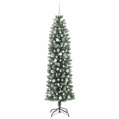 Artificial Slim Christmas Tree Green and White 210 cm