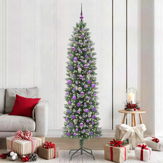 Artificial Slim Christmas Tree Green and White 210 cm