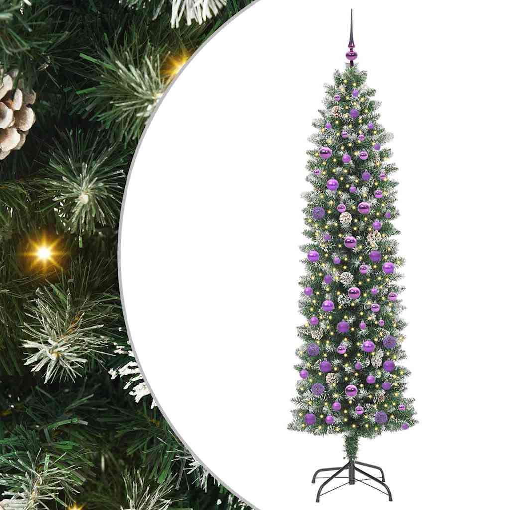 Artificial Slim Christmas Tree Green and White 210 cm