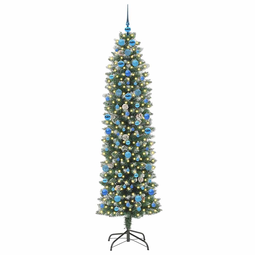Artificial Slim Christmas Tree Green and White 210 cm