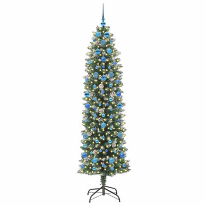 Artificial Slim Christmas Tree Green and White 210 cm