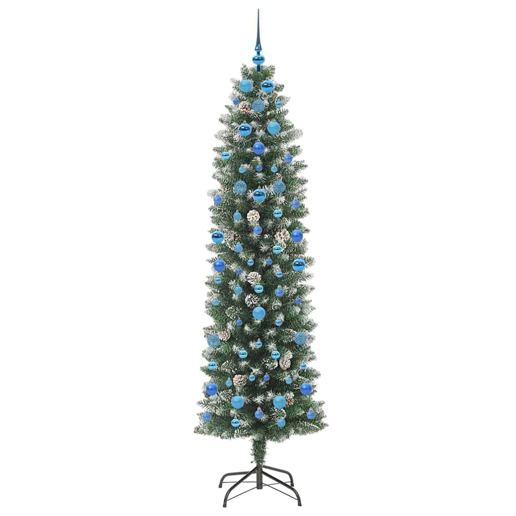Artificial Slim Christmas Tree Green and White 210 cm