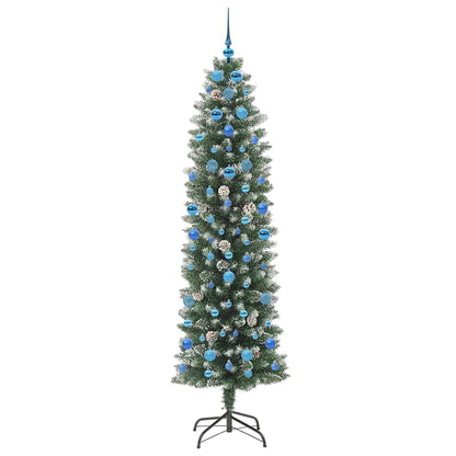 Artificial Slim Christmas Tree Green and White 210 cm
