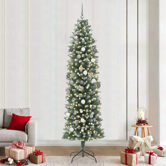 Artificial Slim Christmas Tree Green and White 240 cm