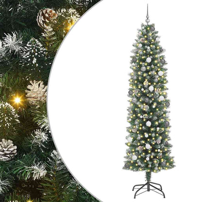 Artificial Slim Christmas Tree Green and White 240 cm