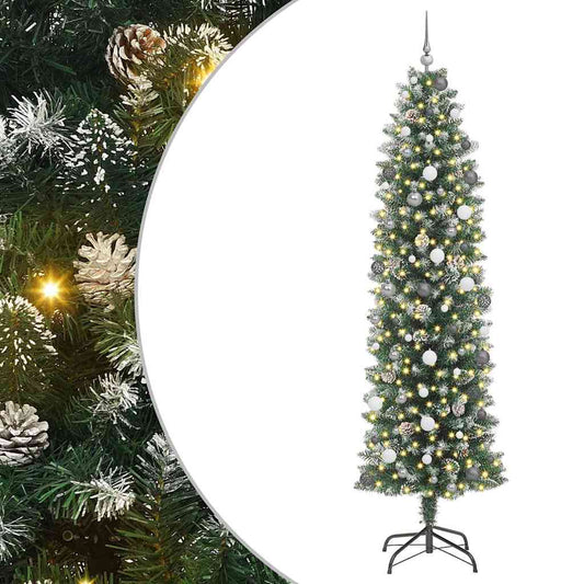 Artificial Slim Christmas Tree Green and White 240 cm