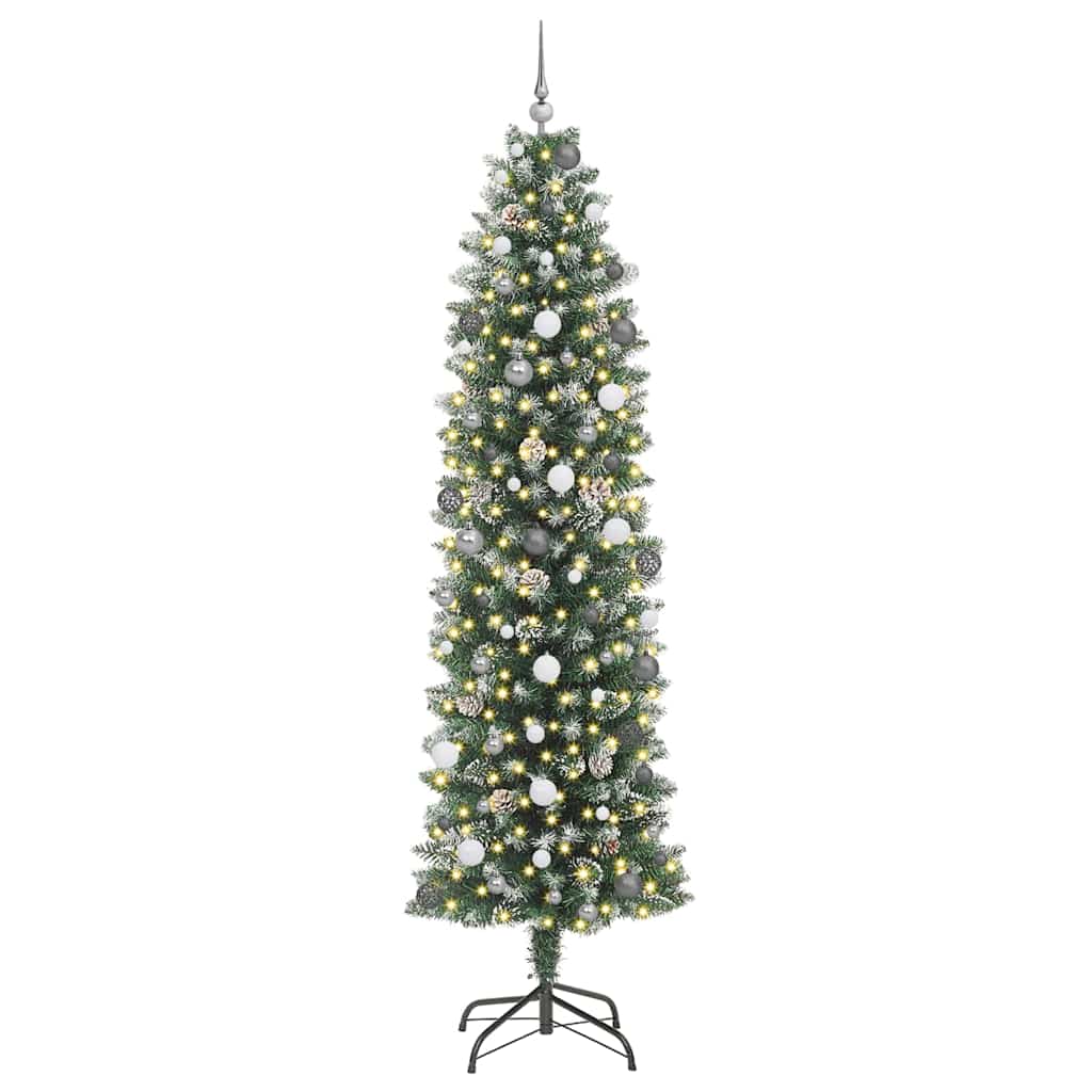 Artificial Slim Christmas Tree Green and White 240 cm