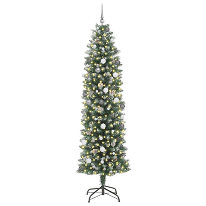 Artificial Slim Christmas Tree Green and White 240 cm