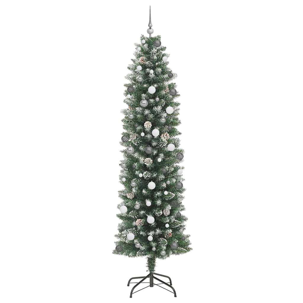 Artificial Slim Christmas Tree Green and White 240 cm