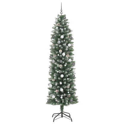 Artificial Slim Christmas Tree Green and White 240 cm
