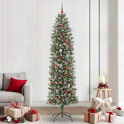 Artificial Slim Christmas Tree Green and White 240 cm