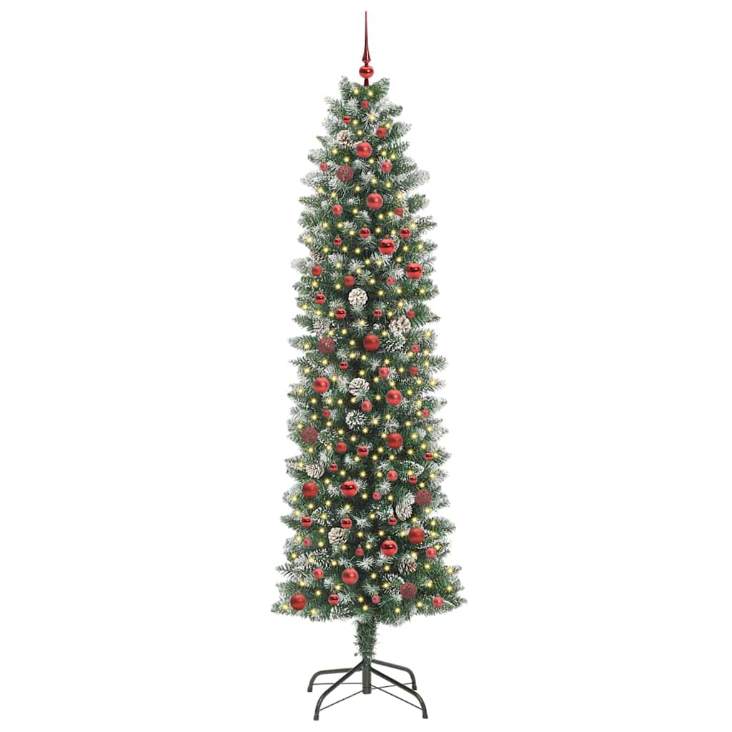 Artificial Slim Christmas Tree Green and White 240 cm