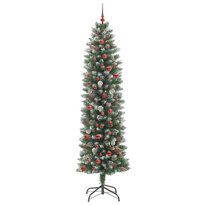 Artificial Slim Christmas Tree Green and White 240 cm