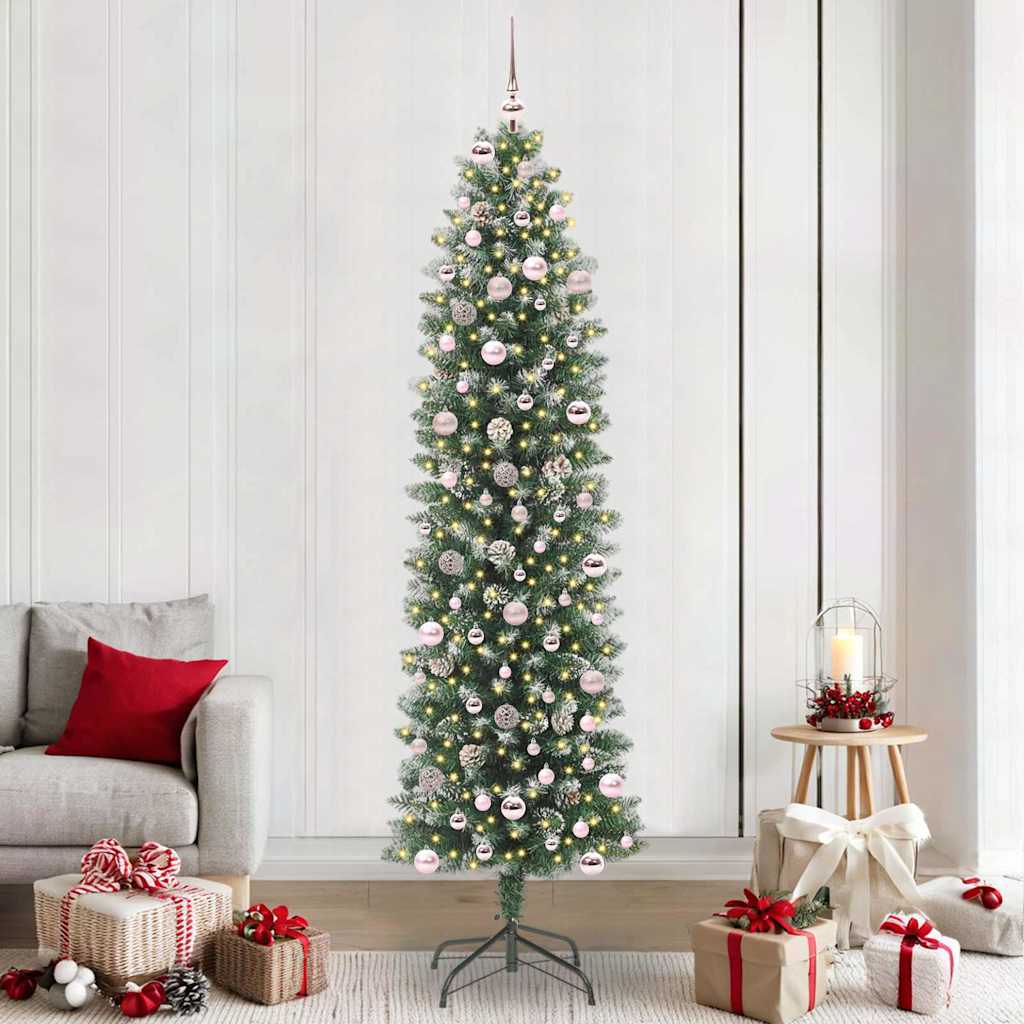 Artificial Slim Christmas Tree Green and White 240 cm