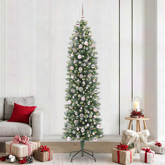 Artificial Slim Christmas Tree Green and White 240 cm