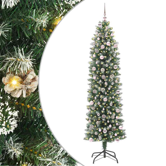 Artificial Slim Christmas Tree Green and White 240 cm
