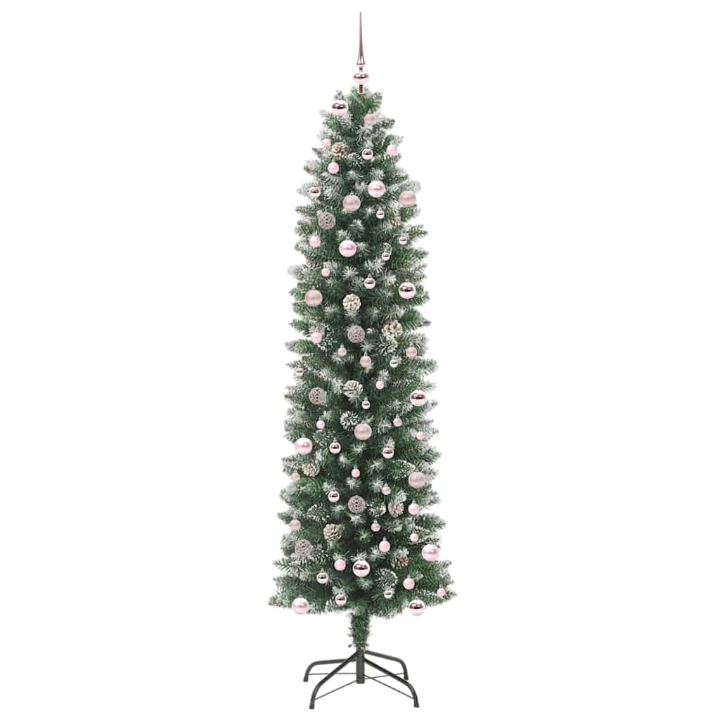 Artificial Slim Christmas Tree Green and White 240 cm