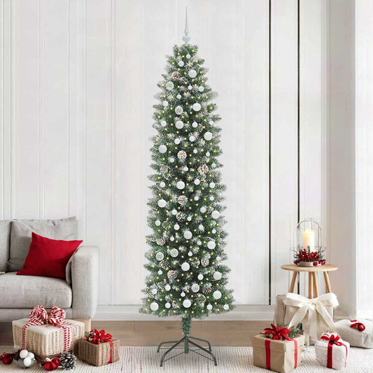 Artificial Slim Christmas Tree Green and White 240 cm