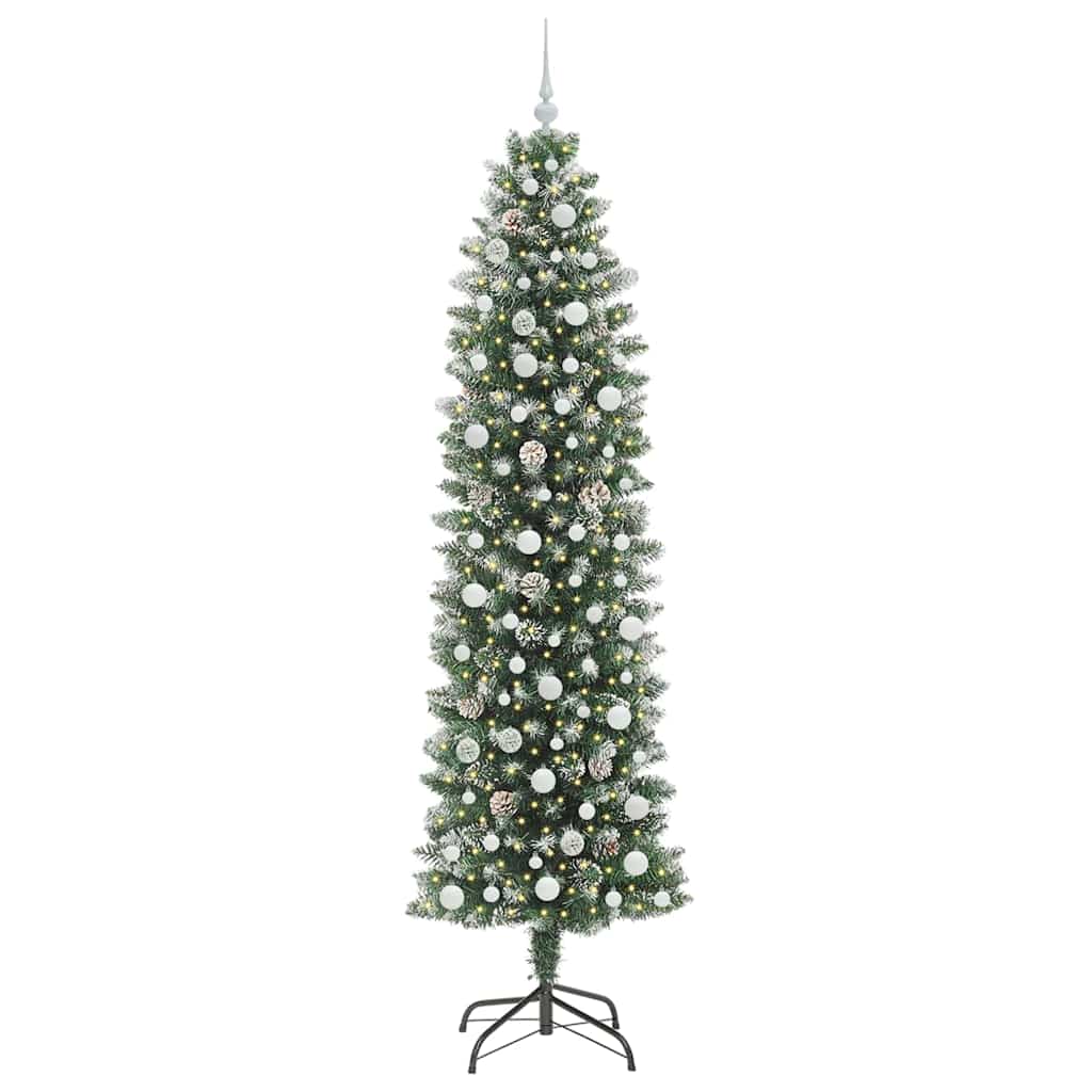 Artificial Slim Christmas Tree Green and White 240 cm