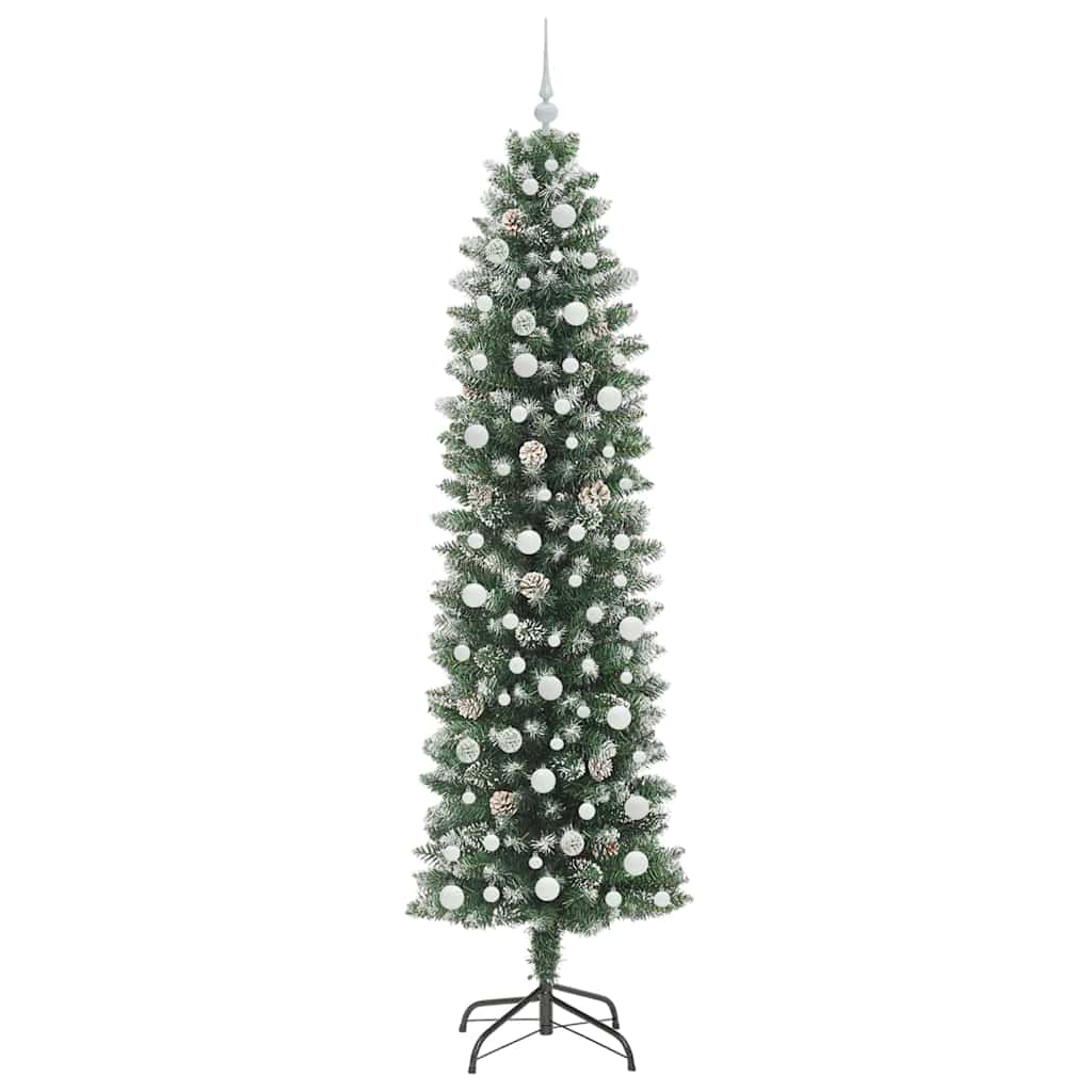 Artificial Slim Christmas Tree Green and White 240 cm
