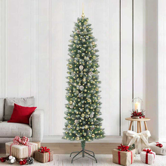 Artificial Slim Christmas Tree Green and White 240 cm