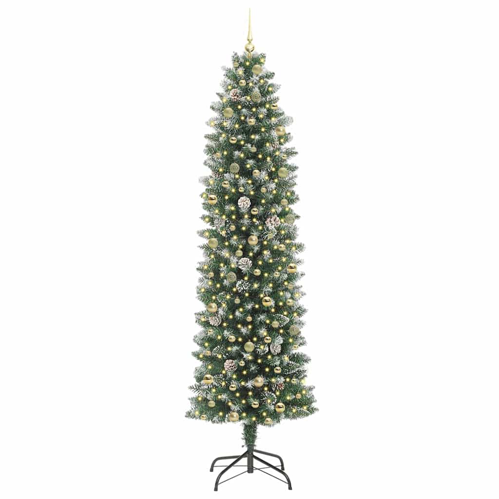 Artificial Slim Christmas Tree Green and White 240 cm