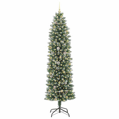 Artificial Slim Christmas Tree Green and White 240 cm