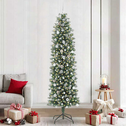 Artificial Slim Christmas Tree Green and White 240 cm