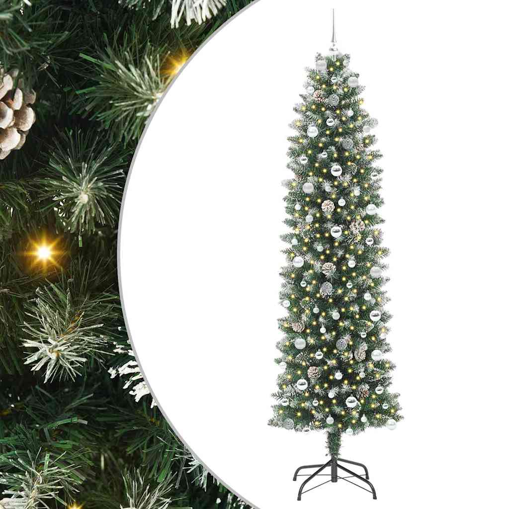 Artificial Slim Christmas Tree Green and White 240 cm