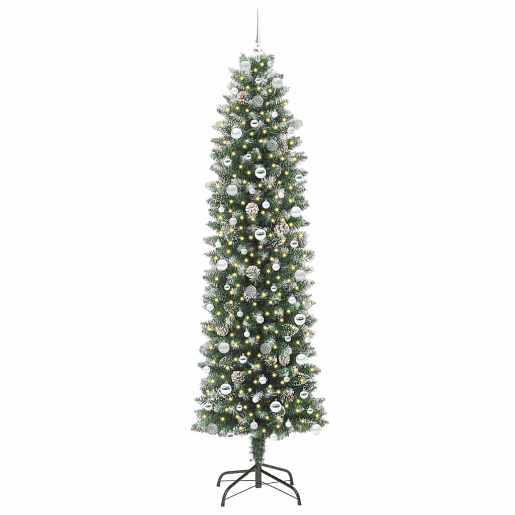 Artificial Slim Christmas Tree Green and White 240 cm