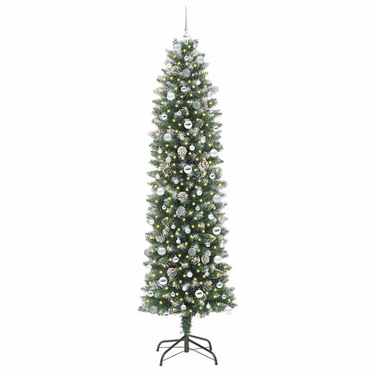 Artificial Slim Christmas Tree Green and White 240 cm