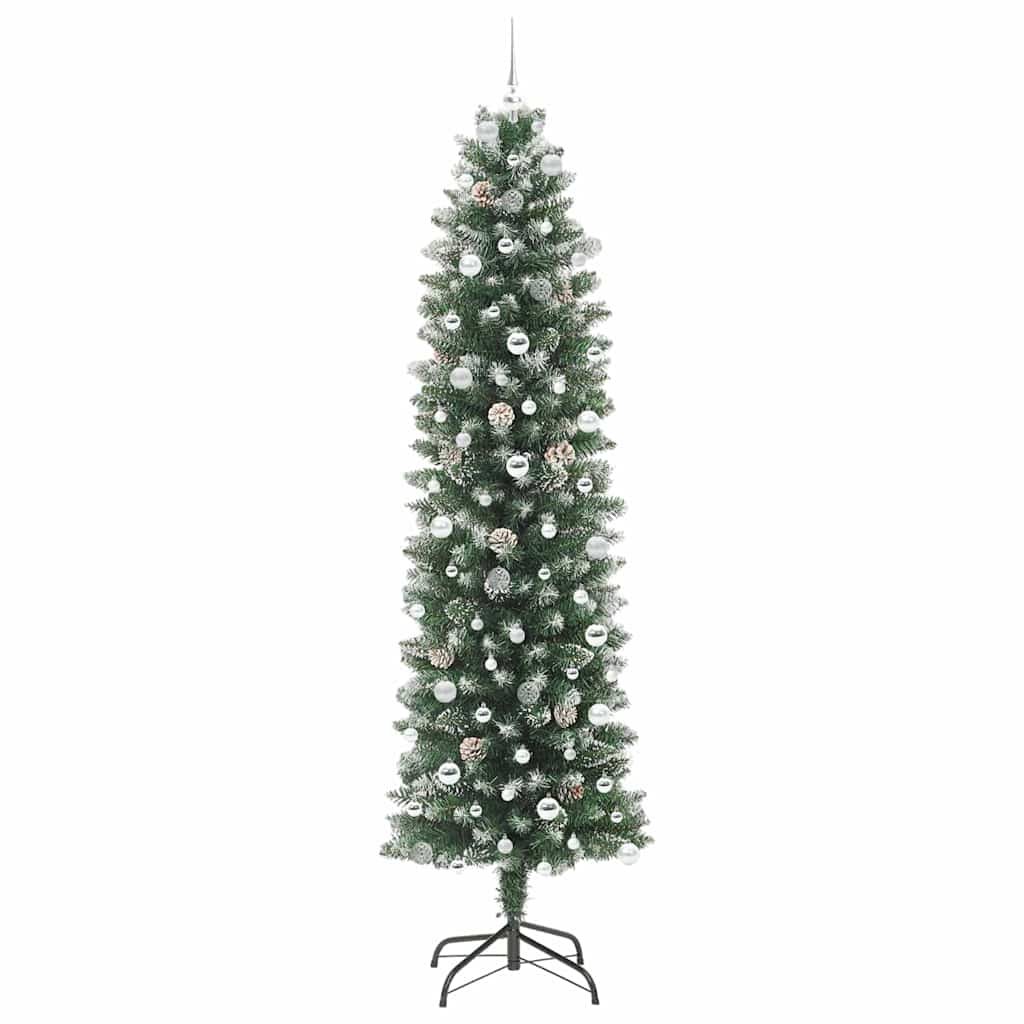 Artificial Slim Christmas Tree Green and White 240 cm
