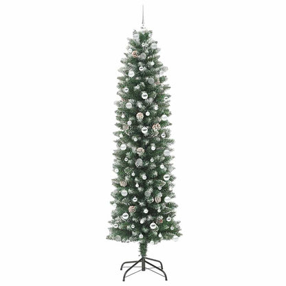 Artificial Slim Christmas Tree Green and White 240 cm
