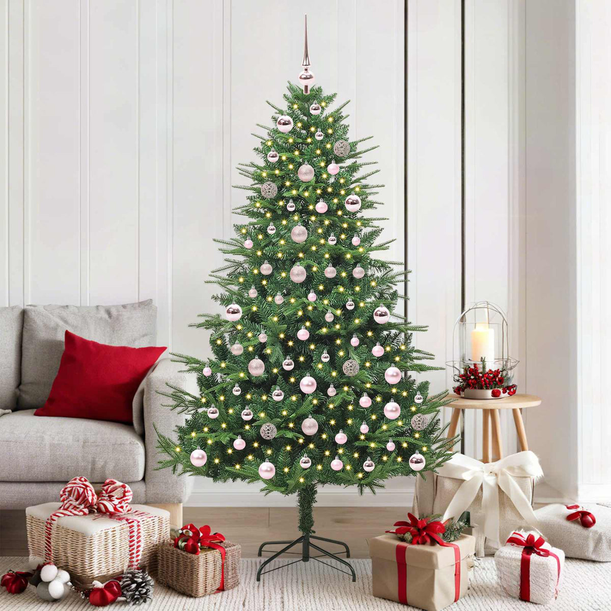 Artificial Pre-lit Christmas Tree with Ball Set Green 180 cm